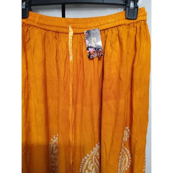 Raj Made in India long skirt sz S Orange embroidered romantic flowy boho flowy - Picture 3 of 10
